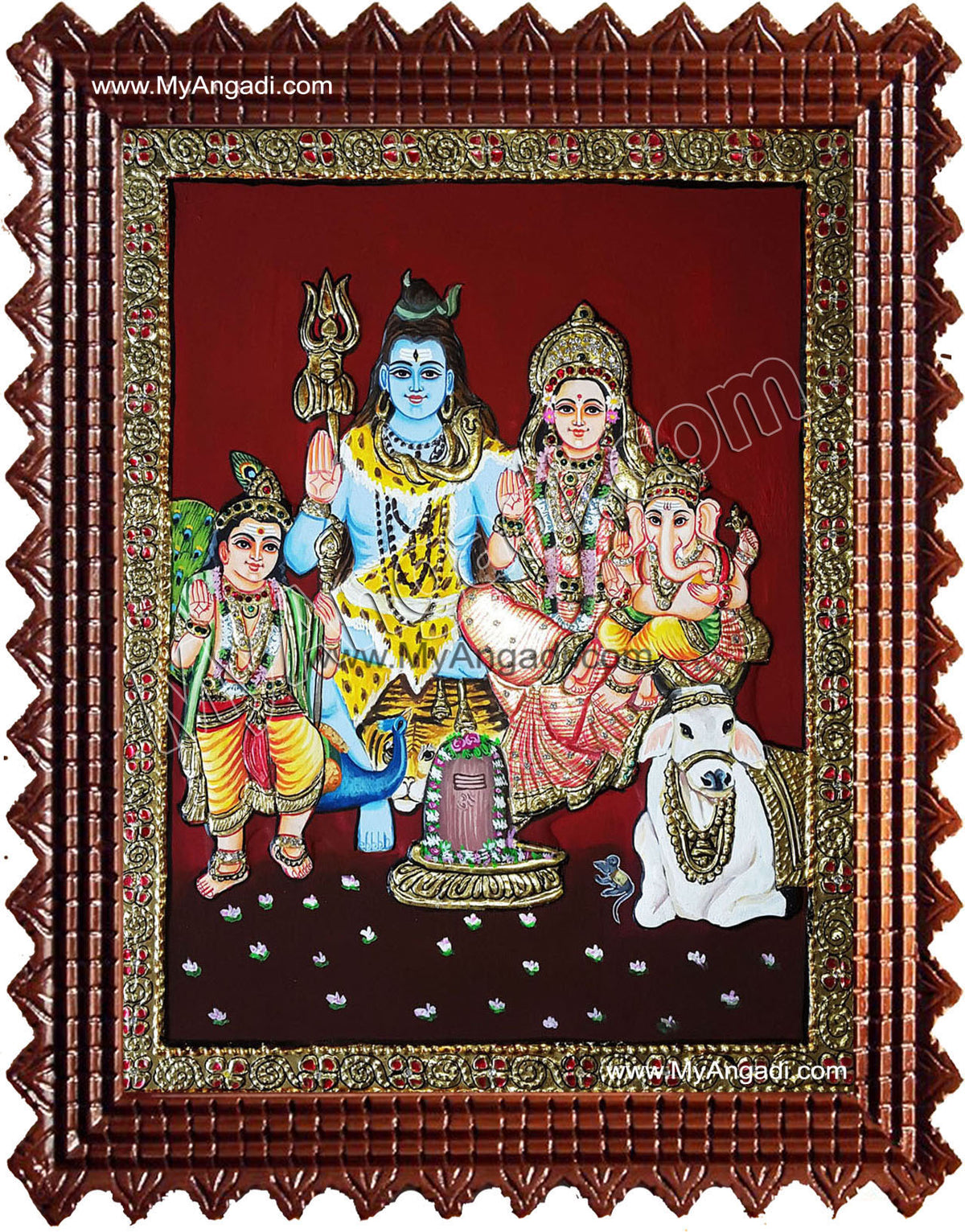 Lord Shiva Family Tanjore Painting