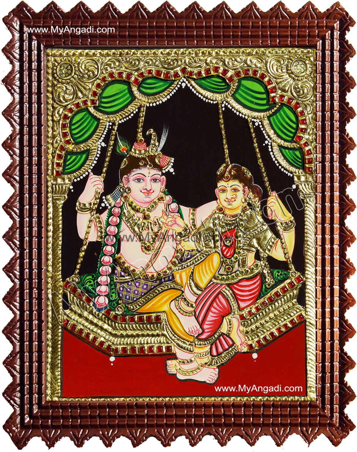 Swinging Radha Krishna Tanjore Painting