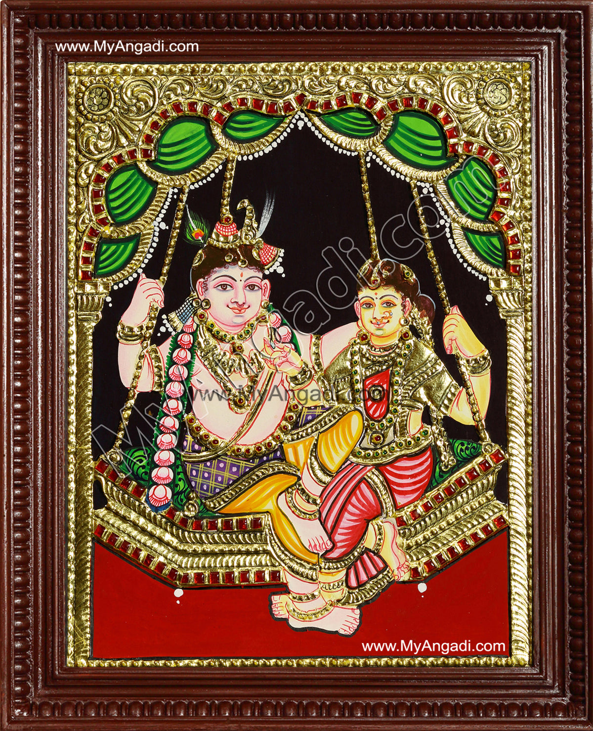 Swinging Radha Krishna Tanjore Painting