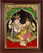 Swinging Radha Krishna Tanjore Painting