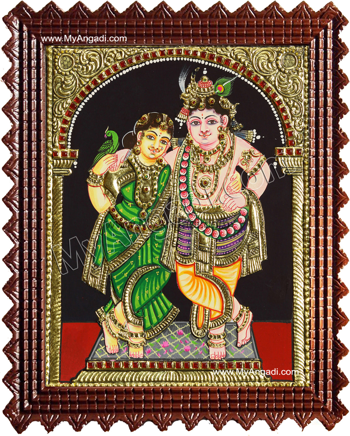 Krishna Rukmani Tanjore Painting