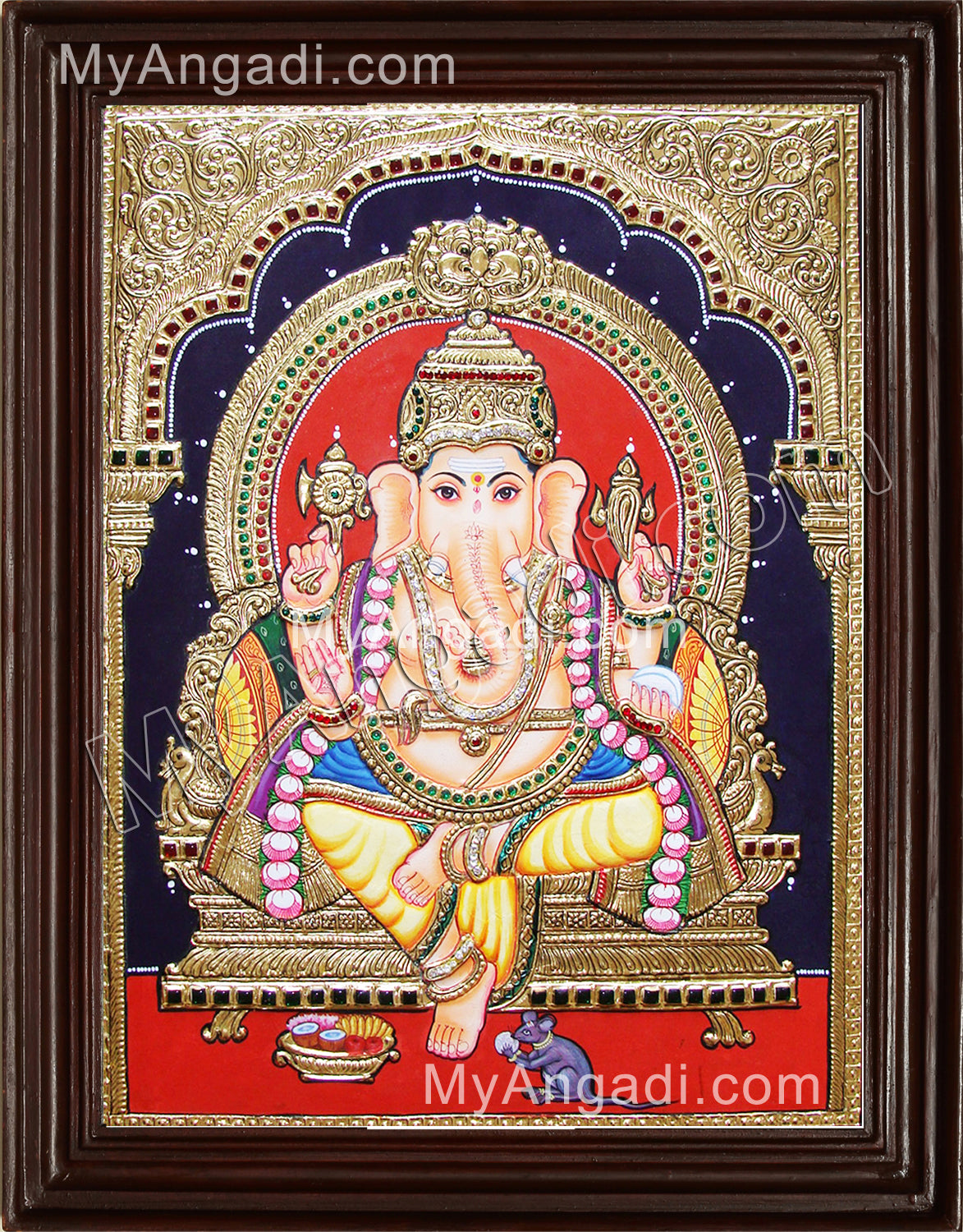Yellow Dhoti Ganesha Tanjore Painting