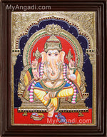 Yellow Dhoti Ganesha Tanjore Painting