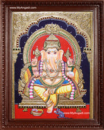 Yellow Dhoti Ganesha Tanjore Painting