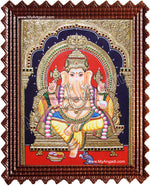 Yellow Dhoti Ganesha Tanjore Painting