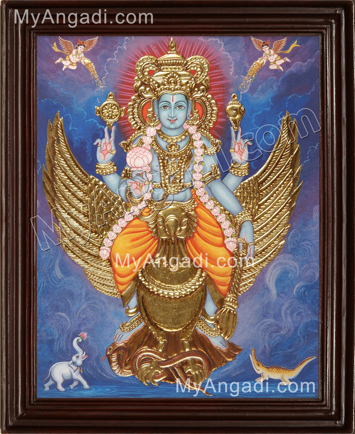 Narayanan Gajendra Moksham Tanjore Painting