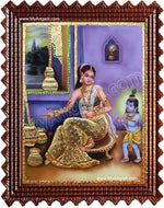 Krishna with Yasotha with Butter Pot Tanjore Painting