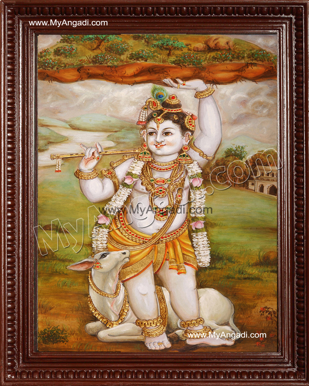 Govardhana Krishna Tanjore Painting