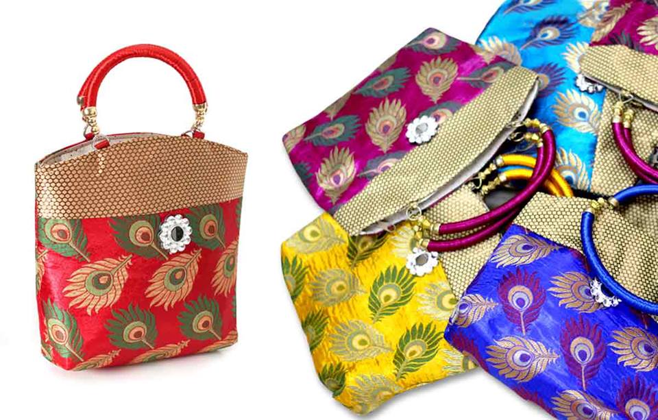 Gorgeous Peacock Feather Bag for Return Gifts