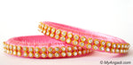 Rose Colour Silk Thread Bangles