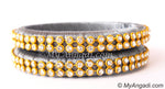 Grey Colour Silk Thread Bangles