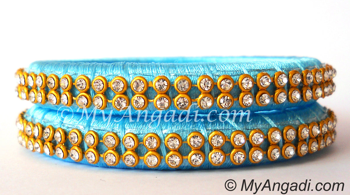 Turquoise Blue Colour Silk Thread Bangles