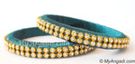 Teal Green Colour Silk Thread Bangles