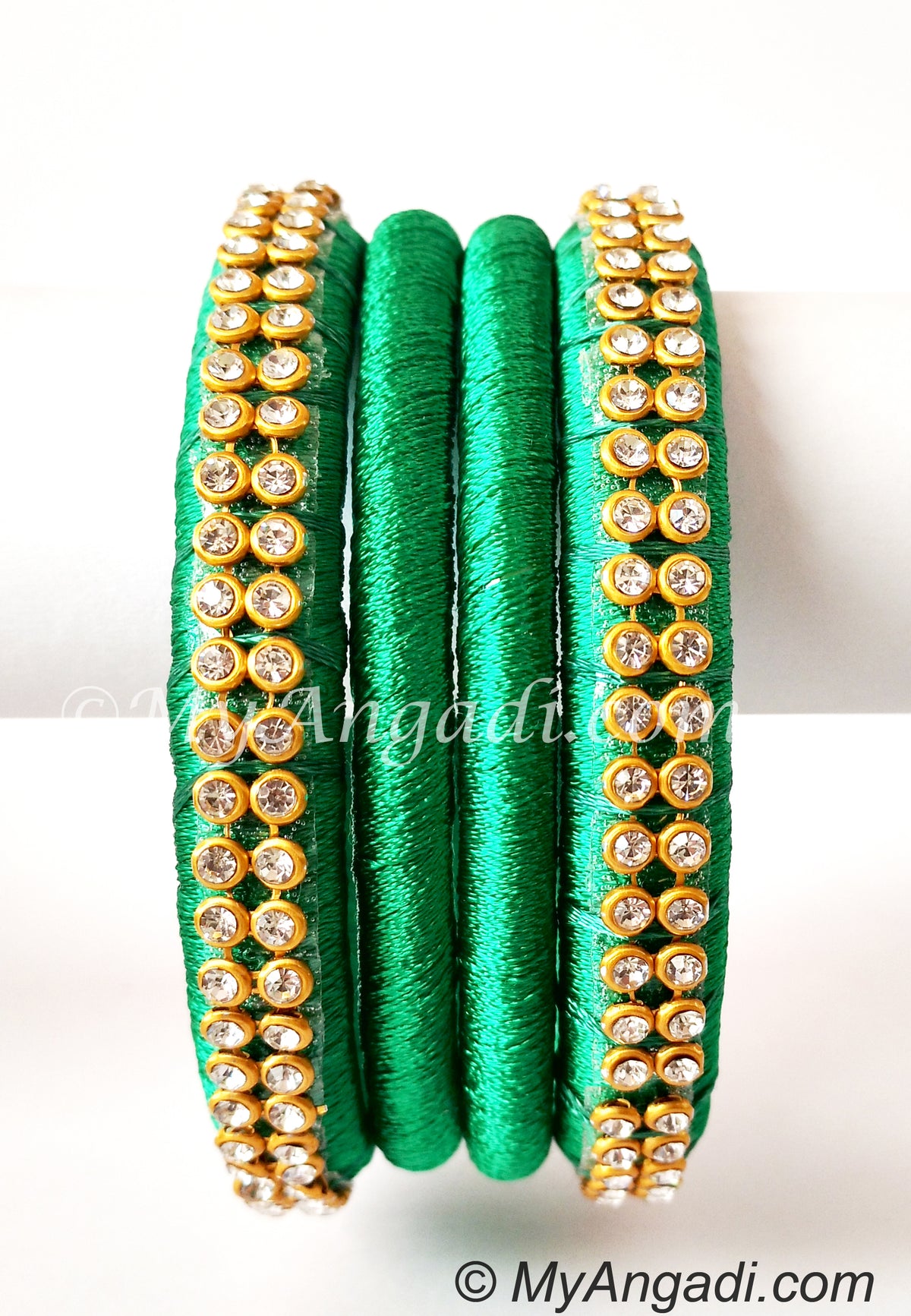 Green Colour Silk Thread Bangles