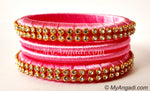 Rose Colour Silk Thread Bangles