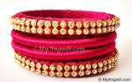 Magenta Colour Silk Thread Bangles