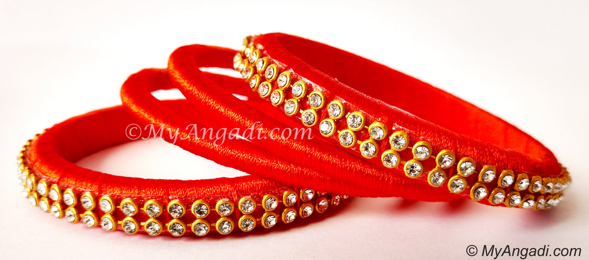 Orange Colour Silk Thread Bangles