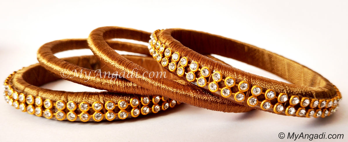Kakki Colour Silk Thread Bangles