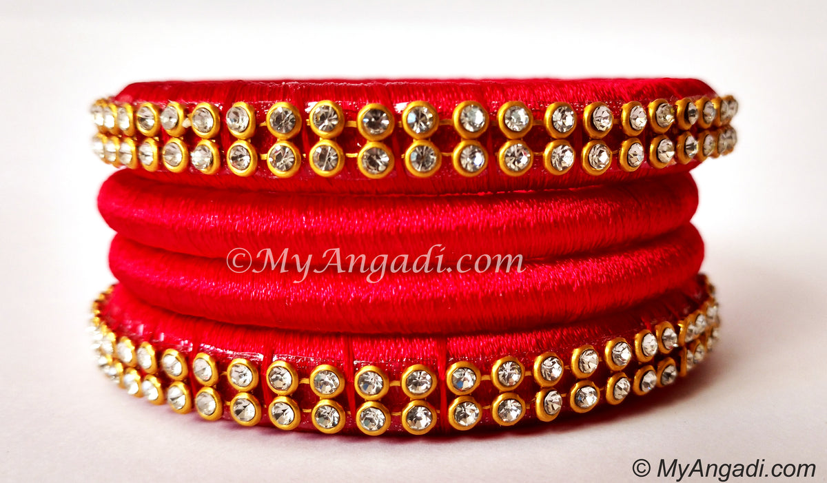 Red Colour Silk Thread Bangles