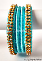 Turquoise Colour Silk Thread Bangles