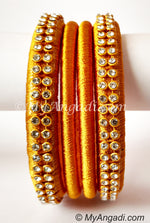 Dark Yellow Colour Silk Thread Bangles