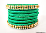 Green Colour Silk Thread Bangles