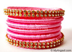 Rose Colour Silk Thread Bangles