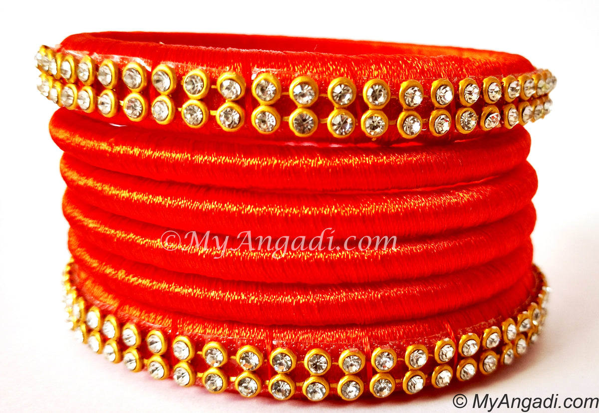 Orange Colour Silk Thread Bangles