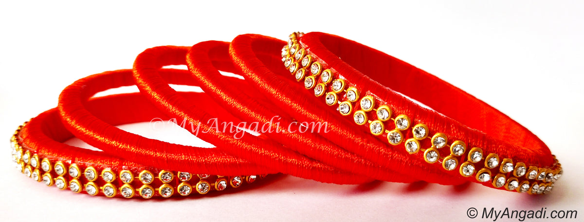 Orange Colour Silk Thread Bangles