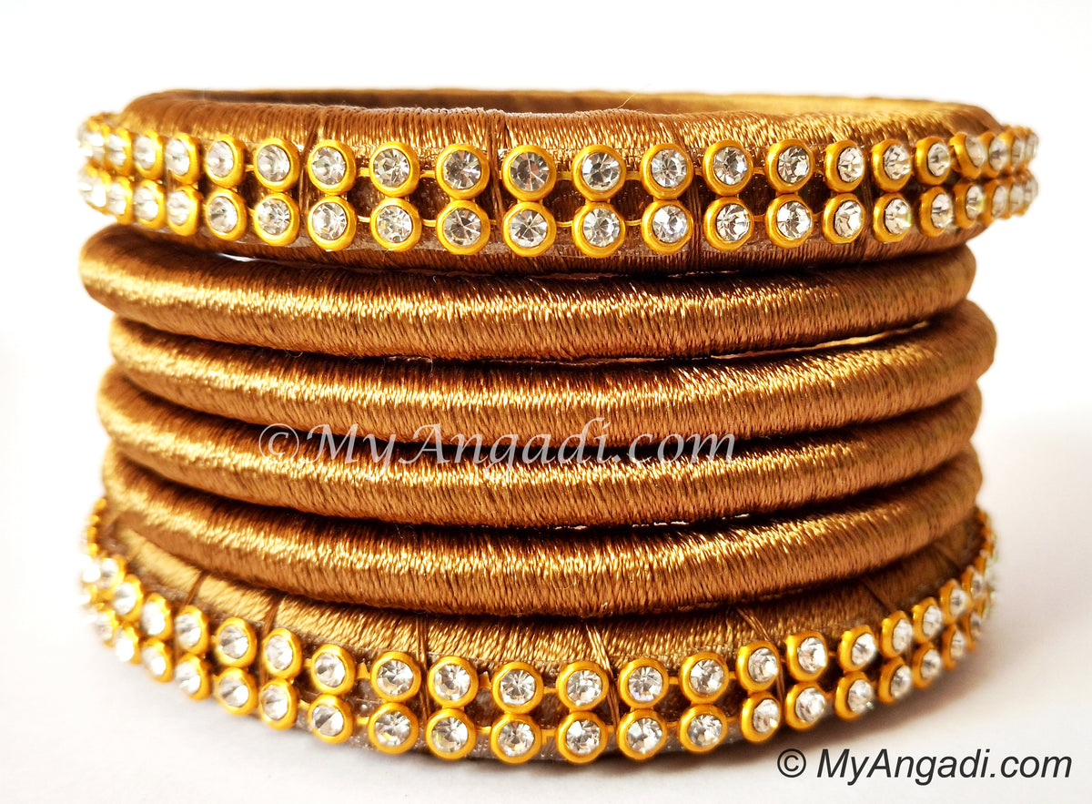 Kakki Colour Silk Thread Bangles