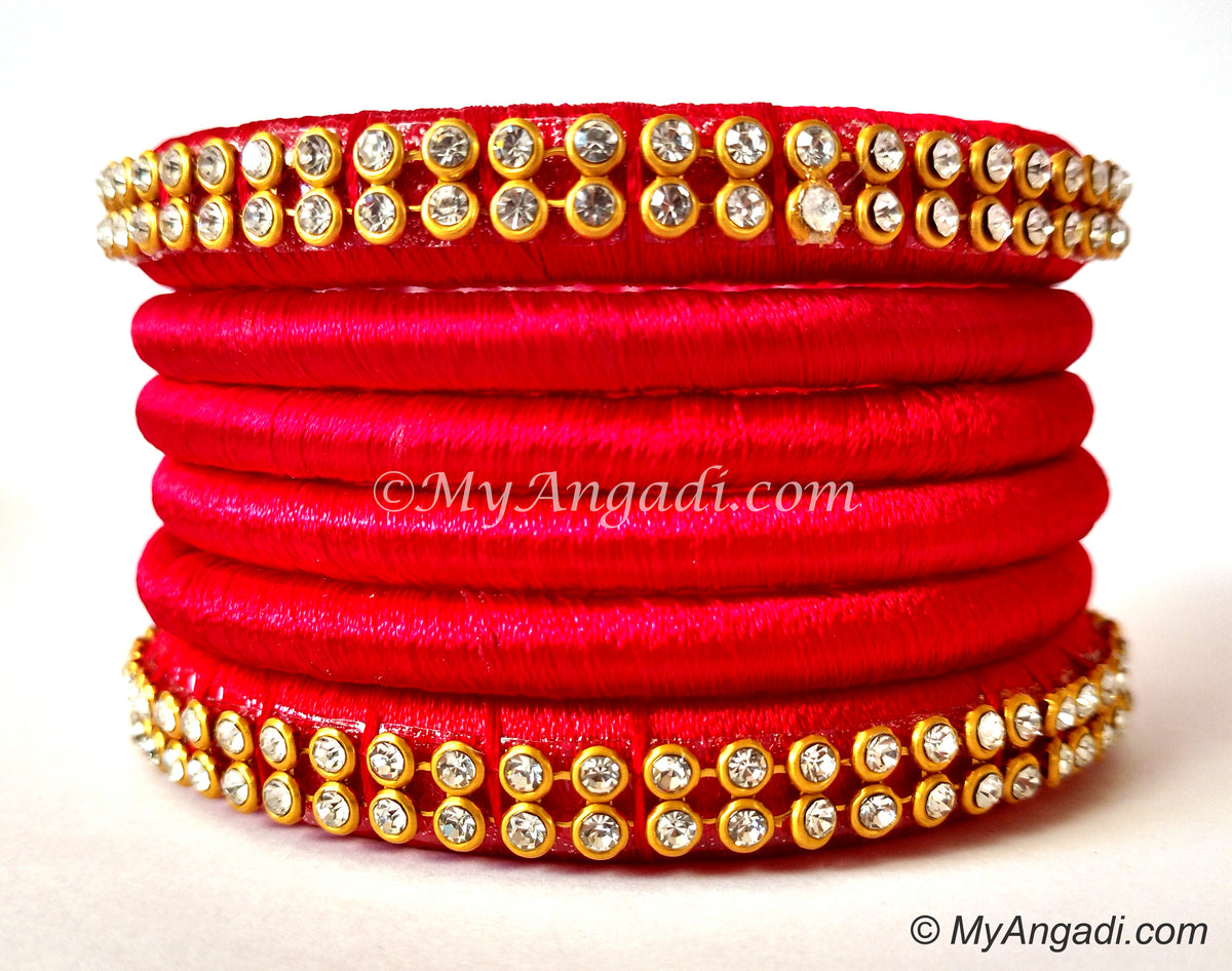 Red Colour Silk Thread Bangles