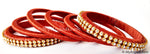 Brick Red Colour Silk Thread Bangles