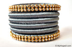 Grey Colour Silk Thread Bangles