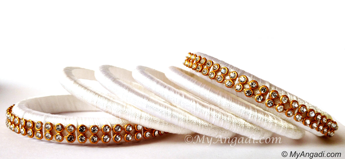 White Colour Silk Thread Bangles