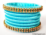 Turquoise Colour Silk Thread Bangles