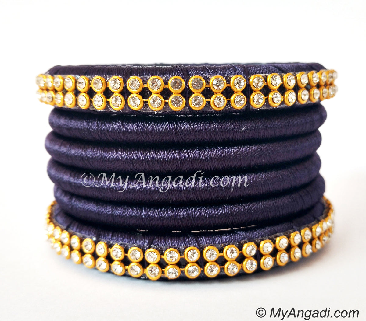 Dark Blue Colour Silk Thread Bangles