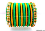 Green Colour Silk Thread Bangles