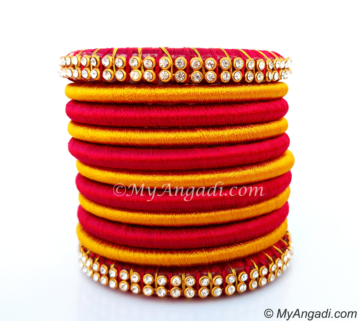 Magenta Colour Silk Thread Bangles