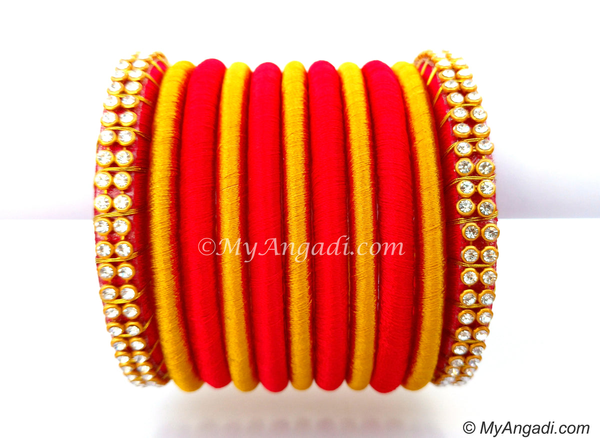 Red Colour Silk Thread Bangles
