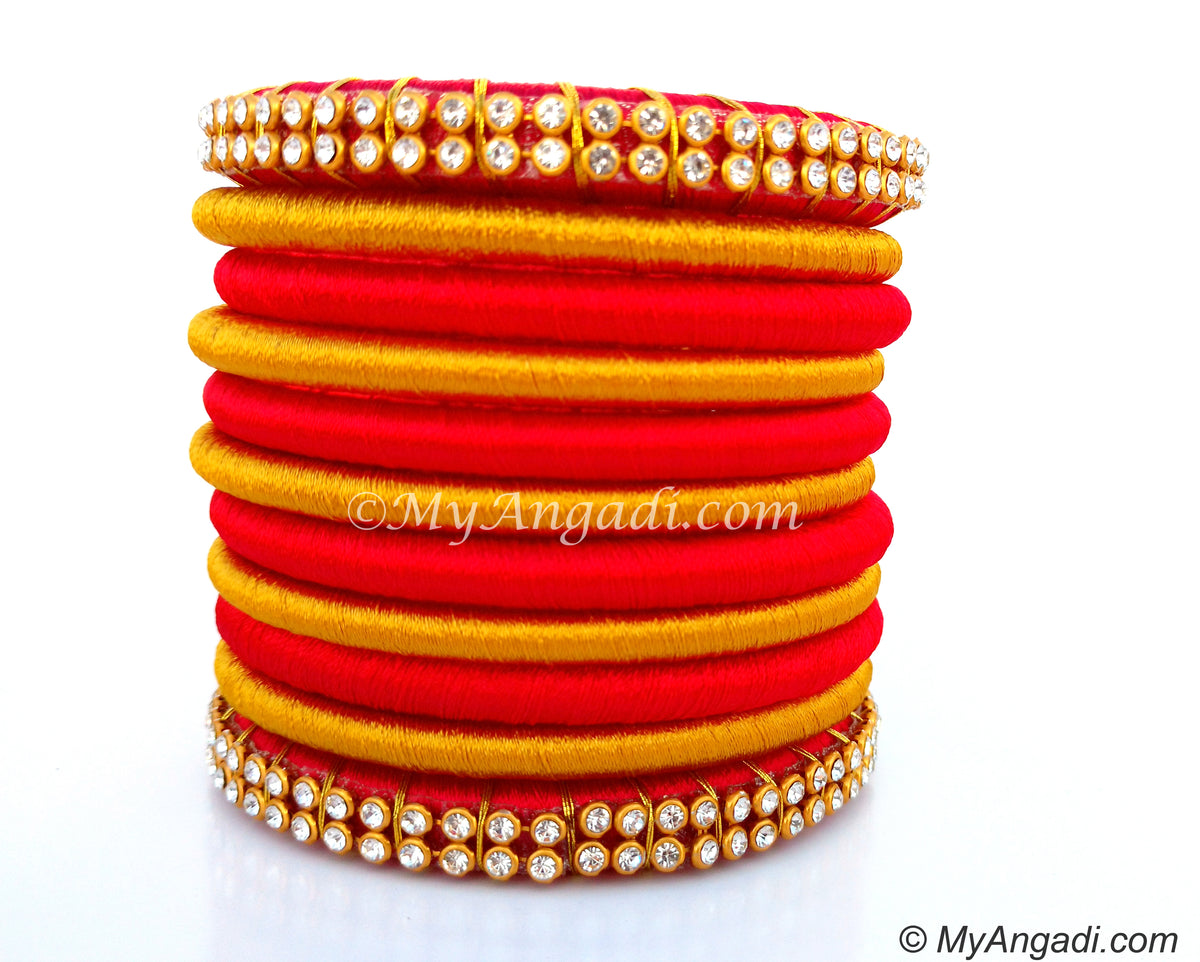 Red Colour Silk Thread Bangles