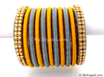 Grey Colour Silk Thread Bangles