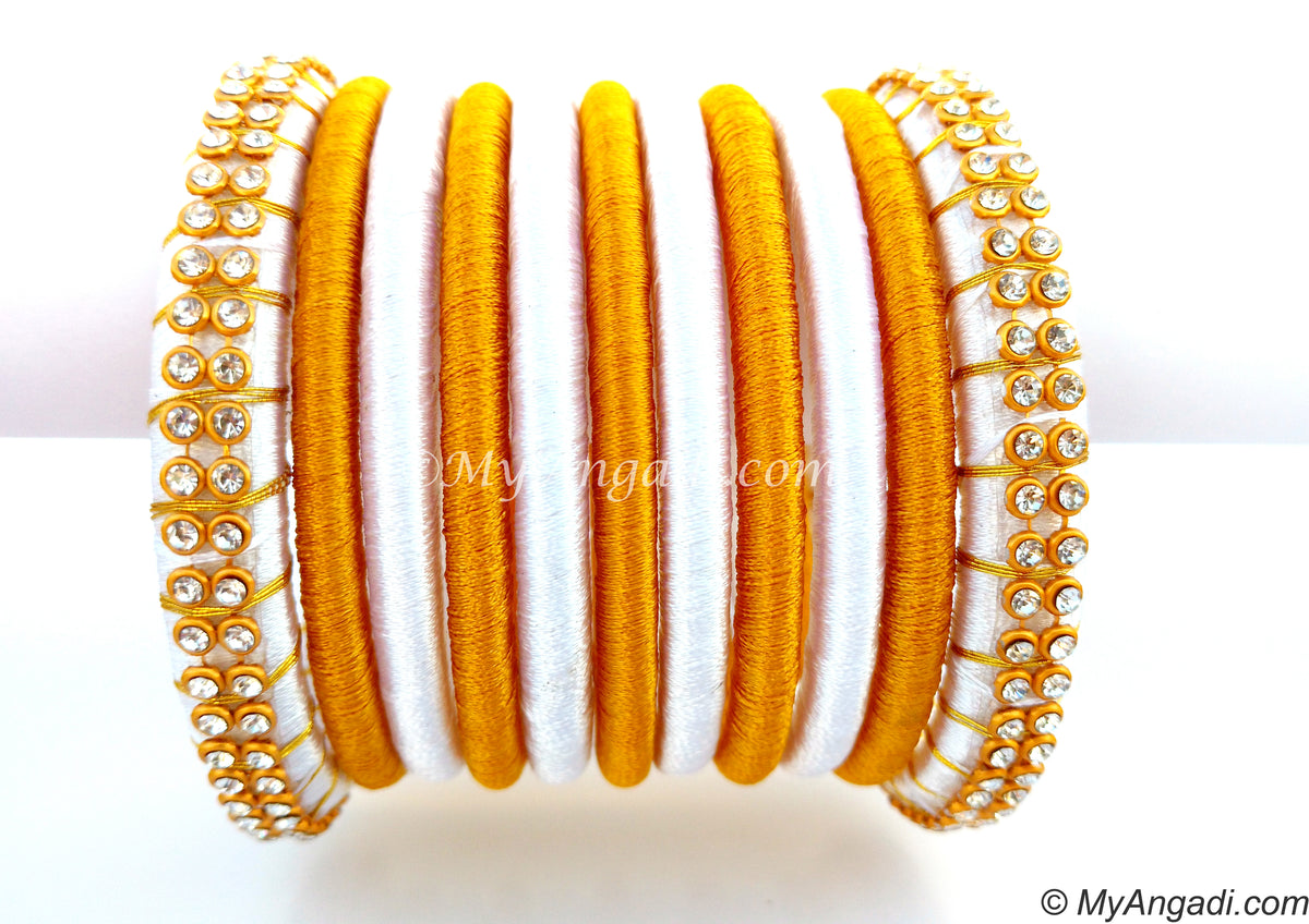 White Colour Silk Thread Bangles