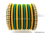 Teal Green Colour Silk Thread Bangles