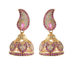 American Diamond - Ruby Stone Jumukka Earrings
