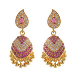 American Diamond - Ruby Stone Jumukka Earrings