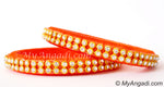 Orange Colour Silk Thread Bangles-2 Set