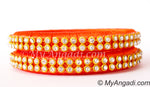 Orange Colour Silk Thread Bangles-2 Set