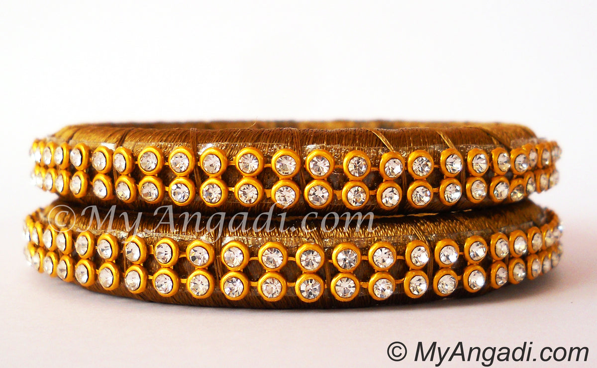 Kakki Colour Silk Thread Bangles-2 Set