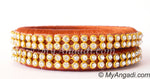 Brick Red Colour Silk Thread Bangles-2 Set