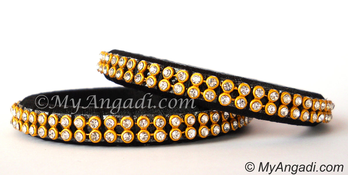Black Colour Silk Thread Bangles-2 Set